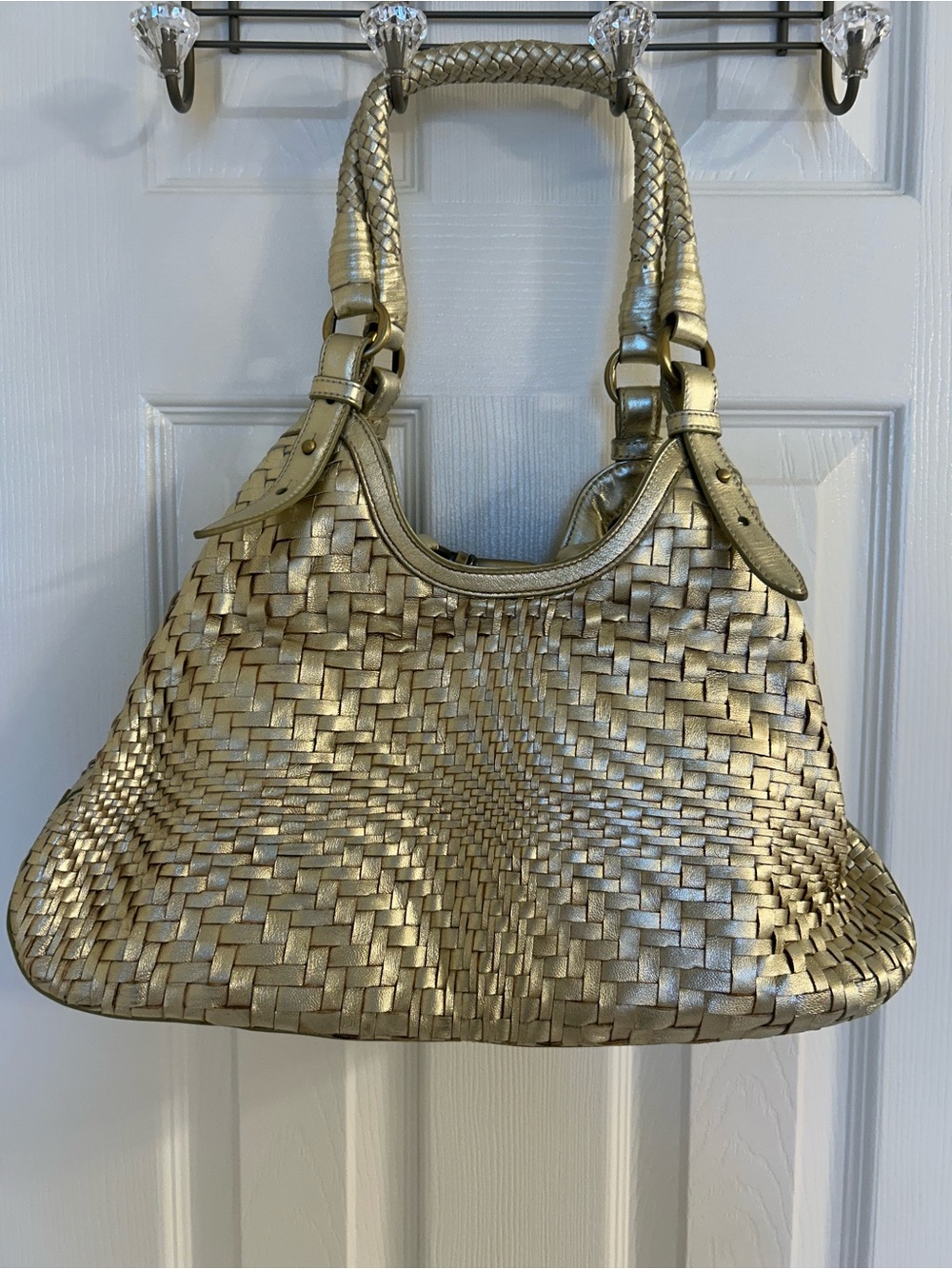 Cole Haan Genevieve Triangle Metallic Shoulder Bag - Gold